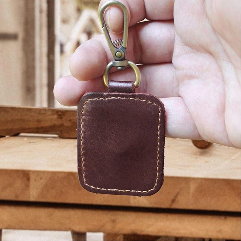 Elegant Leather Ring Holder Keychain Practical Leather Keychain with Pouch Essential Accessory for Active Lifestyles