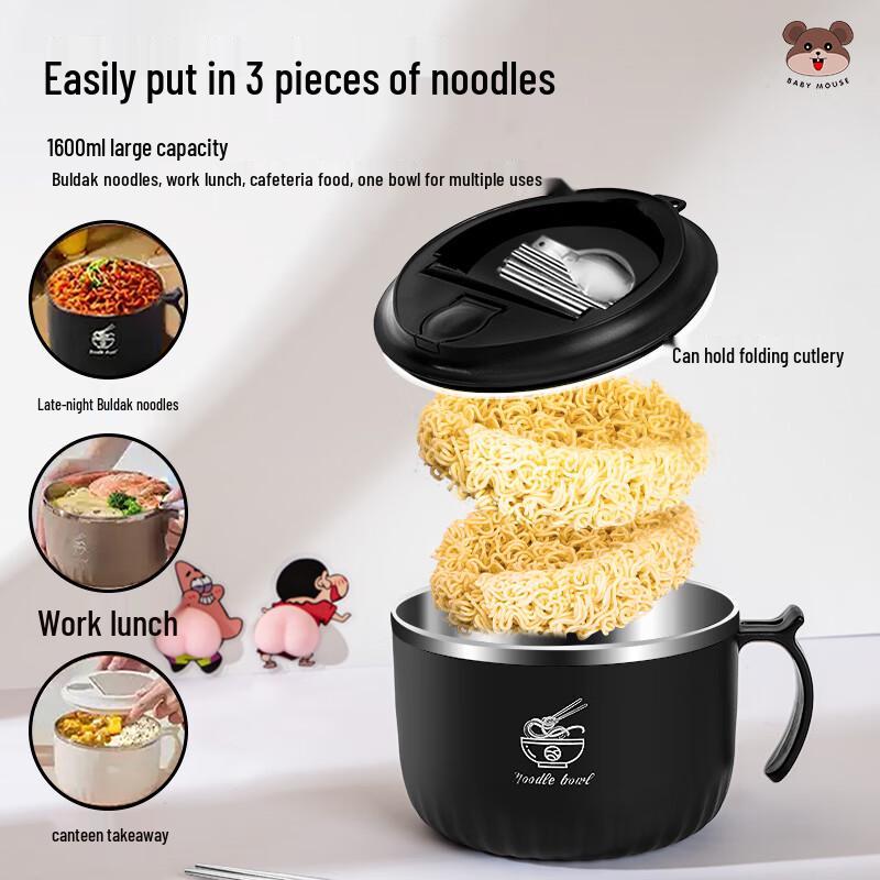 Zhaoran 304 Stainless Steel Instant Noodle Bowl with Lid