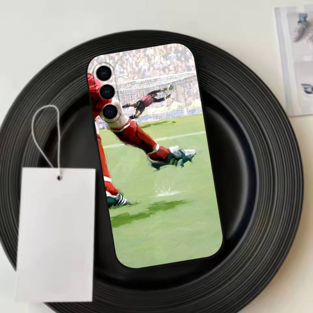 Football A-Art Phone Case Black Silicone Soft For Samsung Galaxy A73,A72,A71,A70,A53,A52,A51