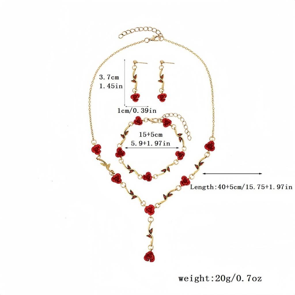 Set di Braccialetti Vintage con Fiore di Rosa Francese per Donna Stile Ins Europeo-Americano Personalità Temperamento Gioielli Rosa Rossa