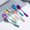 Stainless Steel Rose Spoon Flower Handle Coffee Tea Spoon Colorful Dessert Ice Cream Stirring Spoon Kitchen Tableware