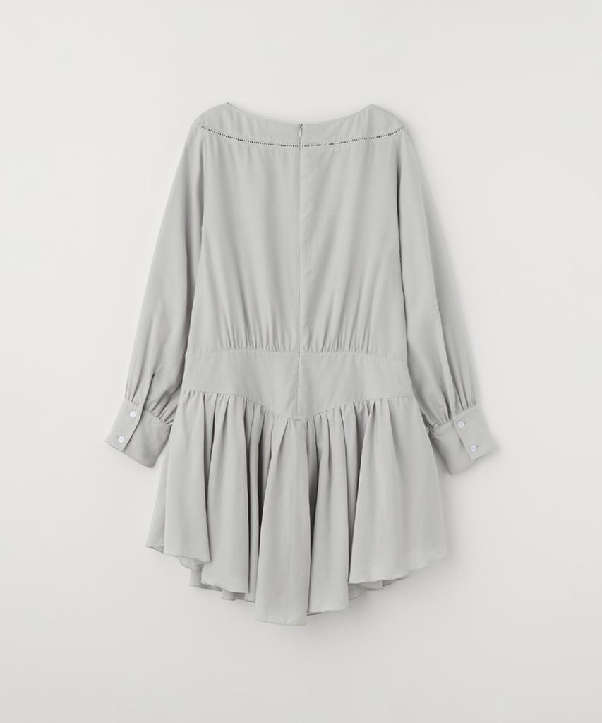 Selliteiljeu Asymmetric Gathered Dress_Light Gray