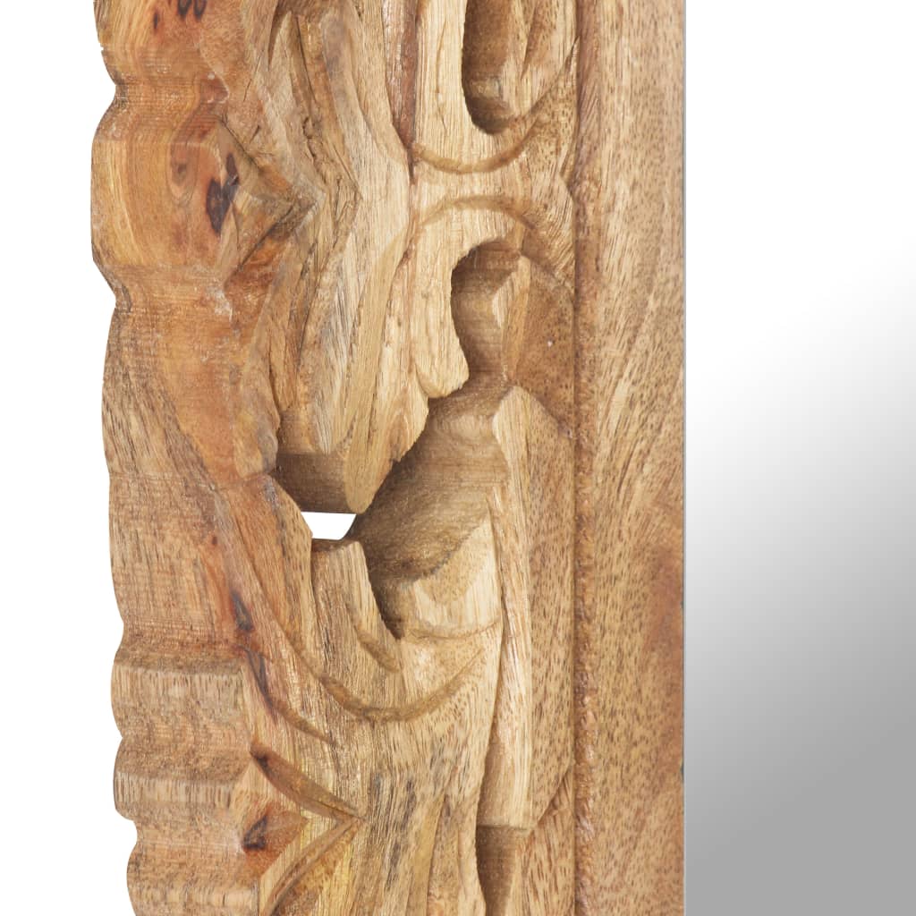 Mirror Hand Carved Brown 50x50 cm Solid Mango Wood