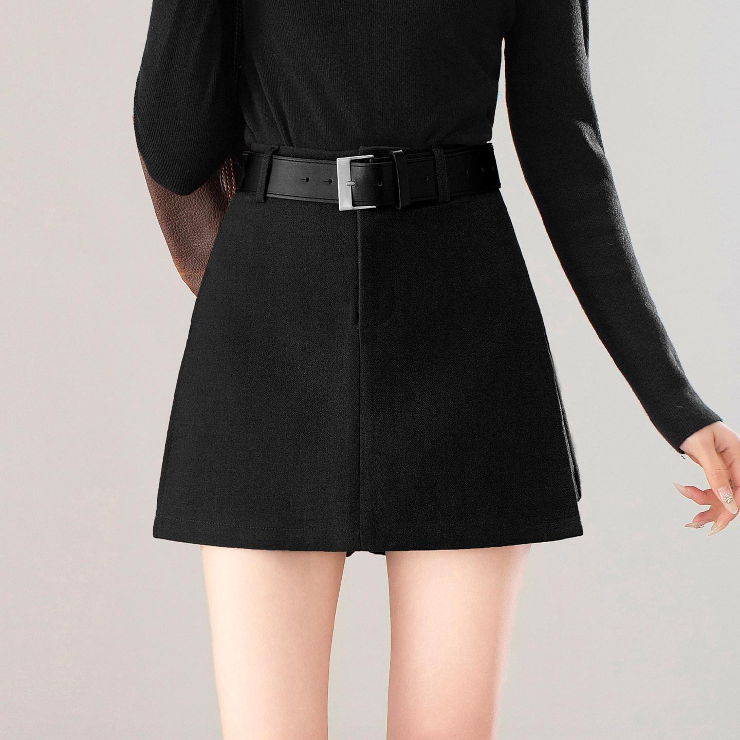 

Autumn/Winter 2025 Minimalist Woolen High-Waisted Skirt-Pants with Petite Slit 3XL чорний