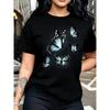 Women Crew Neck Short Sleeve T-shirt Gradient Butterfly Graphic Tee Casual Loose Daily Wear Ladies