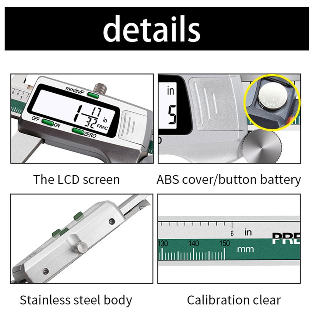 1× 150mm LCD Digital Electronic Vernier Caliper Gauge Stainless Steel Micrometer