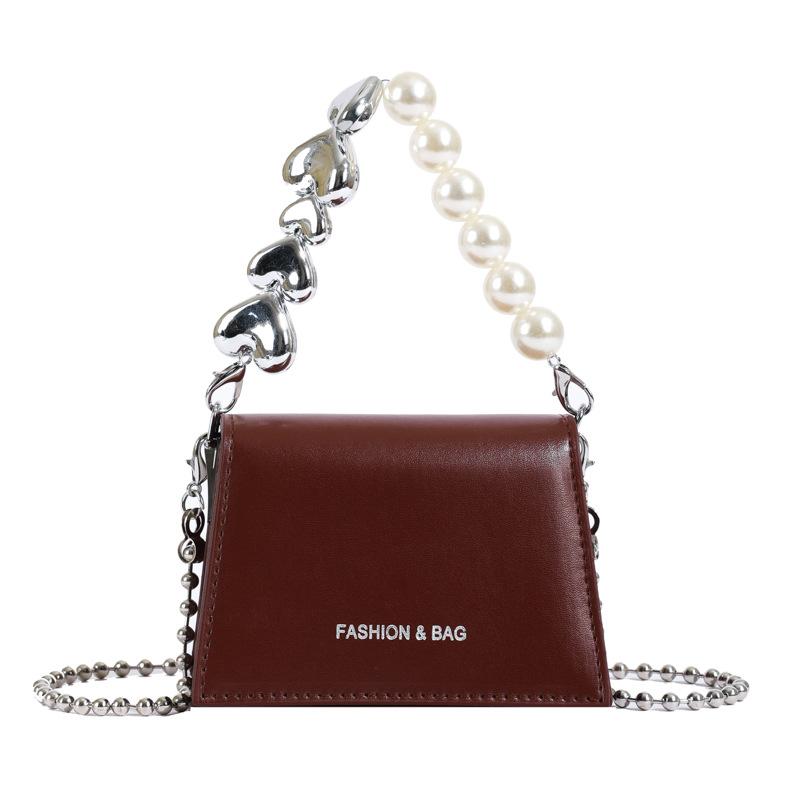 

Love pearl chain small square bag women s bag 2024 new trendy fashion texture foreign style crossbody portable shoulder bag