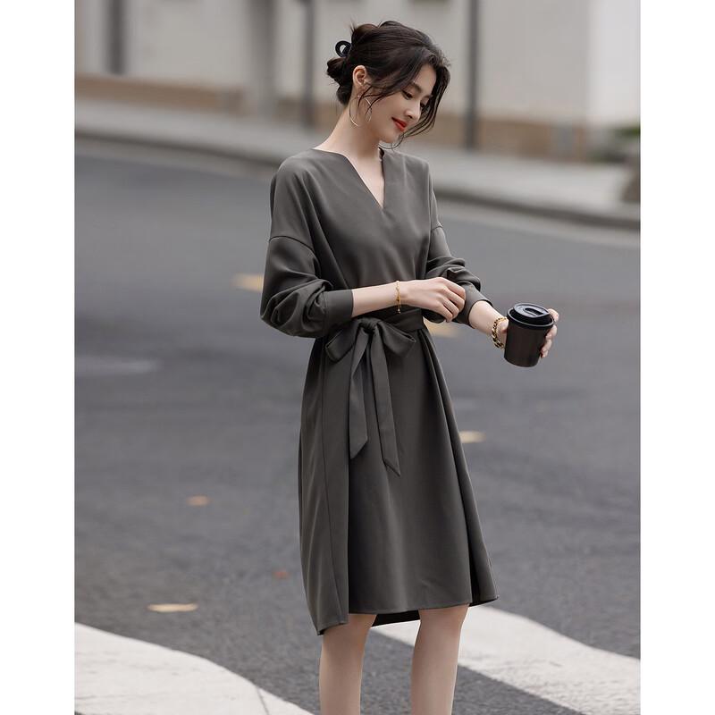 Demana French Minimalist Irregular Collar A-Line Dress