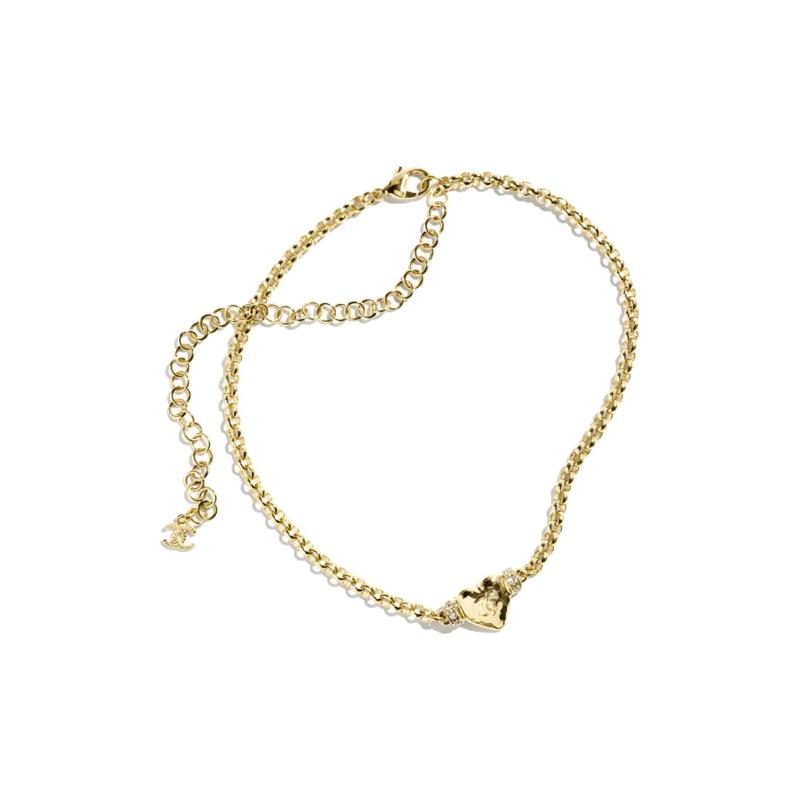 

CHANEL [24P Spring and Summer] 24P heart-shaped decoration metal rhinestone necklace women s gold золотий