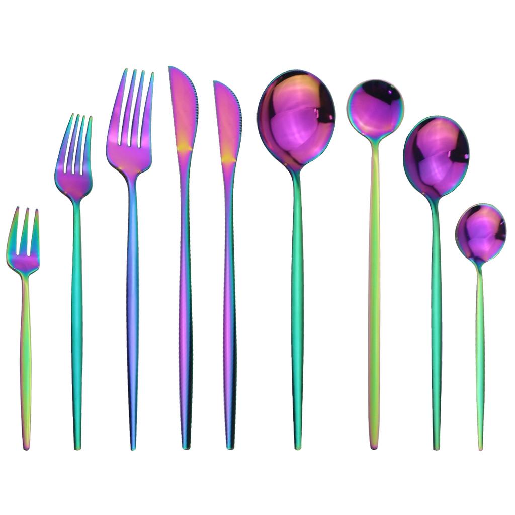 9 adet/takım altın çatal bıçak kaşık seti hizmeti 1 paslanmaz çelik yemek takımı sofra bıçağı tatlı kek meyve çatal kaşık ev sofra takımı gümüş seti