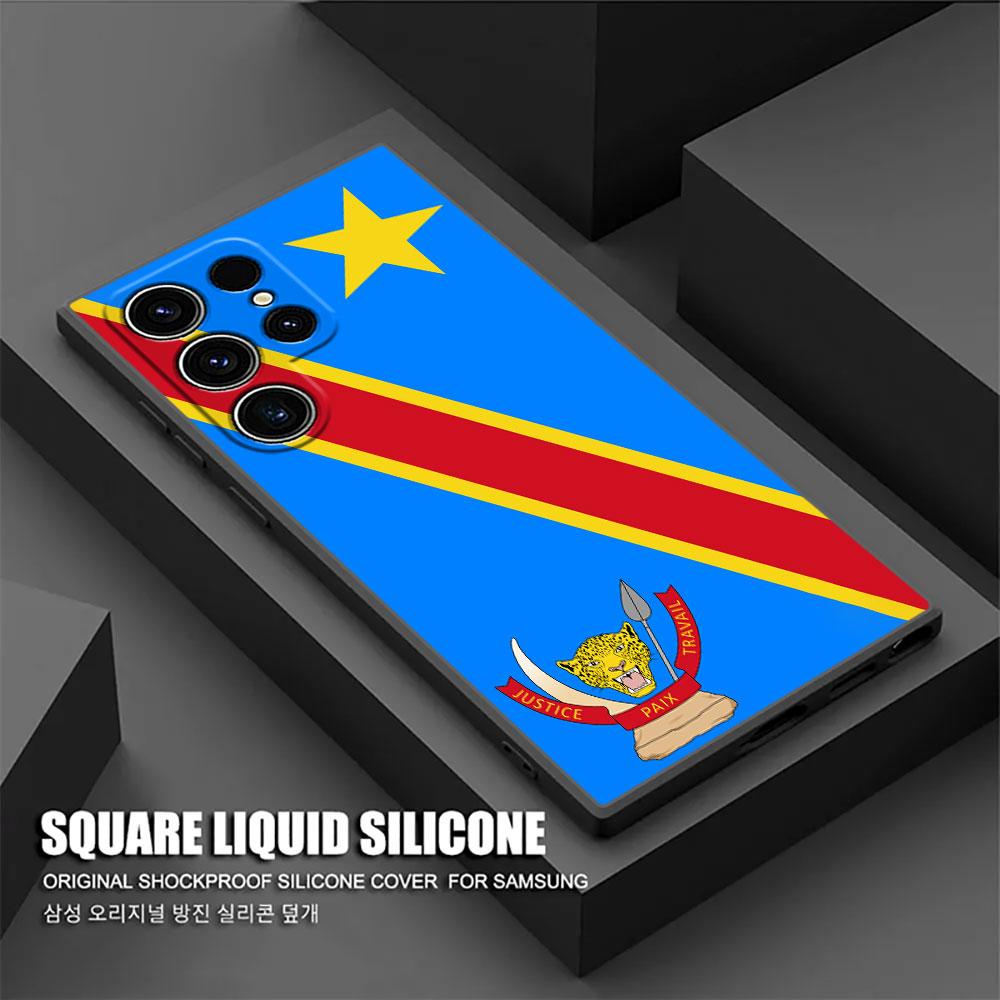 Phone Case For Samsung Galaxy S24 Ultra Case S23 S21 S20 FE S22 Plus Note 20 Ultra Silicone Cover Democratic Republic Congo Flag
