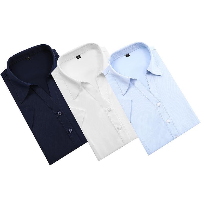 Summer New Short-sleeved V-neck Shirt Women's Graduation Interview Dress Work Clothes Professional Shirt Women's White