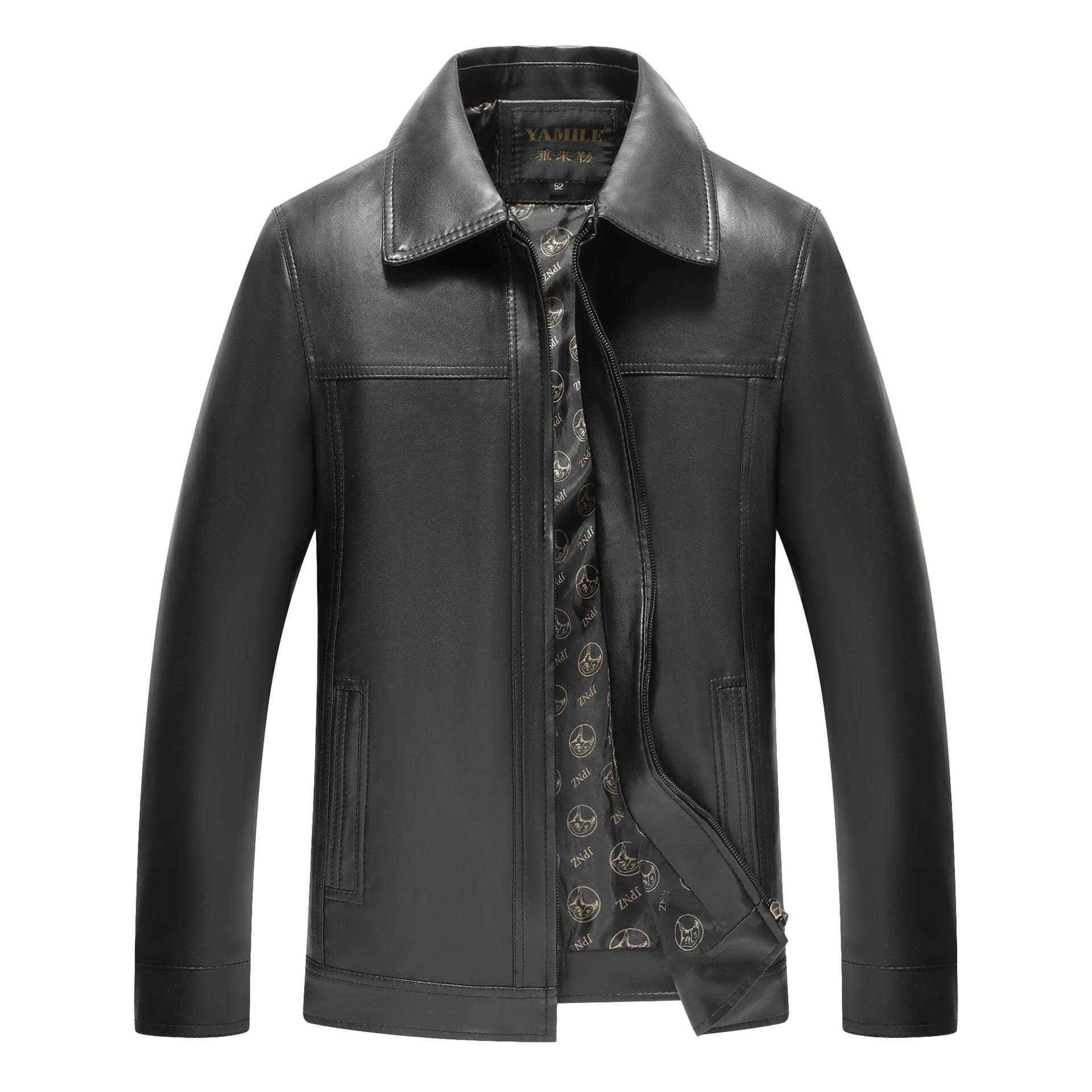 

Новая куртка из натуральной кожи с лацканами для мужчин среднего и старшего возраста, кожаная куртка 6XL