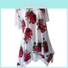 Women's Fashion Oversize Lace Patchwork Blouse With Elegant Floral Print Short Sleeve