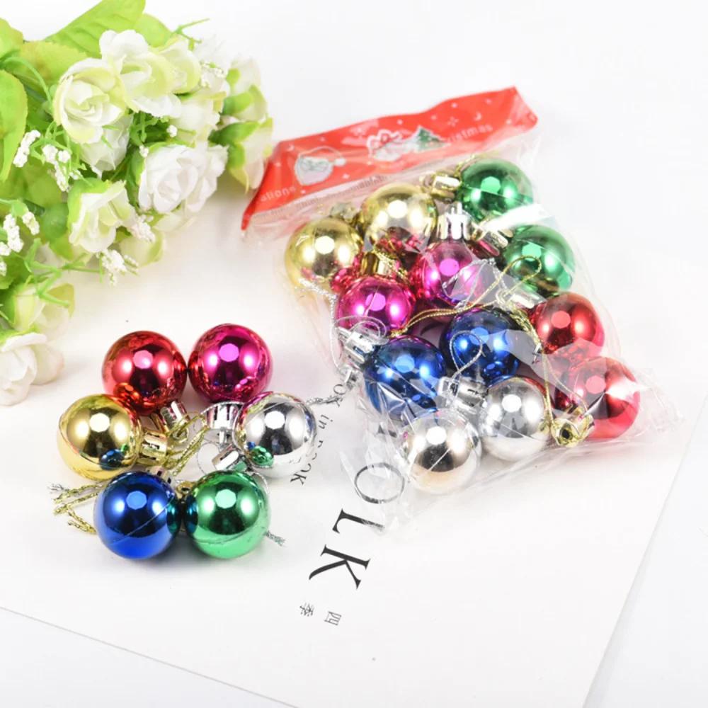 12pcs 3cm Christmas Ball Christmas Tree Ornament Hanging Pendant Glitter Baubles Balls Home Christmas Decoration New Year Gift