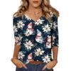 Women's Tops Three-quarter Sleeve Shirt V-neck Loose Casual Shirt Print T-shirt