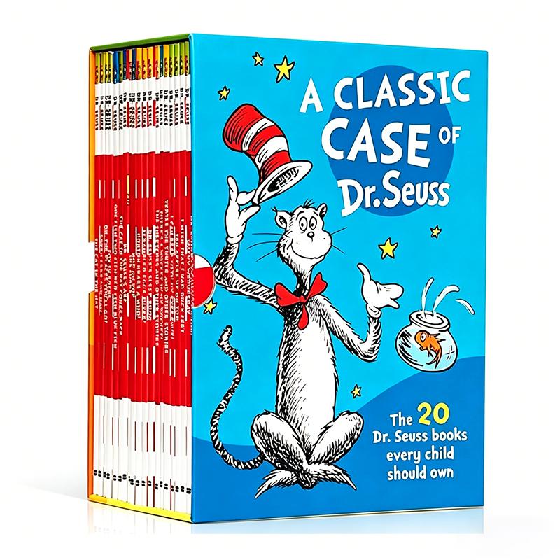 Scatola Set da 20 Libri Una Biblioteca di Casi Classici del Dott.. Il Gatto col Cappello di Seuss in Brossura Libro Illustrato Inglese