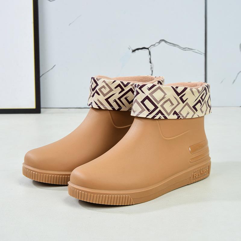 Women's Rain Shoes Low Tube Fashion Water Shoes New Non-slip Rain Boots Durable Kitchen Adult Warm Water Boots Rubber Shoes