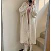 Vintage Lazy Style All-match Knitted Hemp Pattern Autumn and Winter Loose Thick Warm Long Cardigan Sweater Coat Women's Clothing