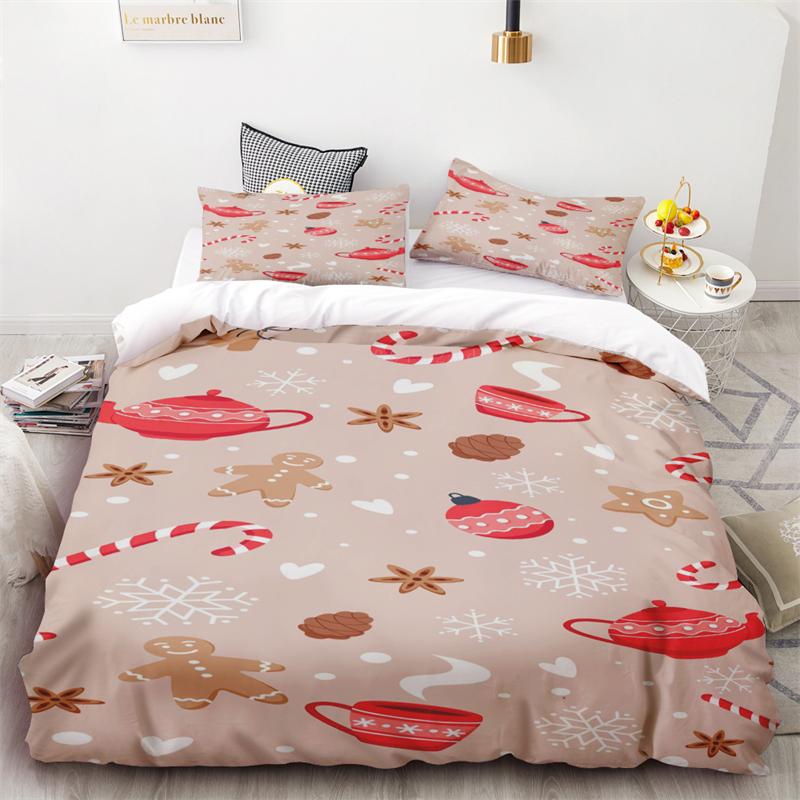 Duvet Cover Christmas Snowflakes Black Background Three Piece Collection One Quilt Cover Two Pillowcases Single Double Queen King