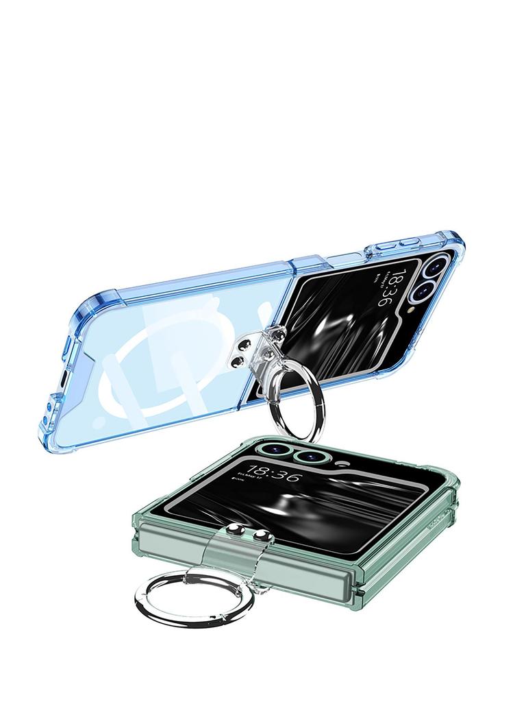 Samsung Flip6 Foldable Phone Case: Anti-collision Protective Cover with Airbag, Finger Ring, and Wireless Charging Compatibility