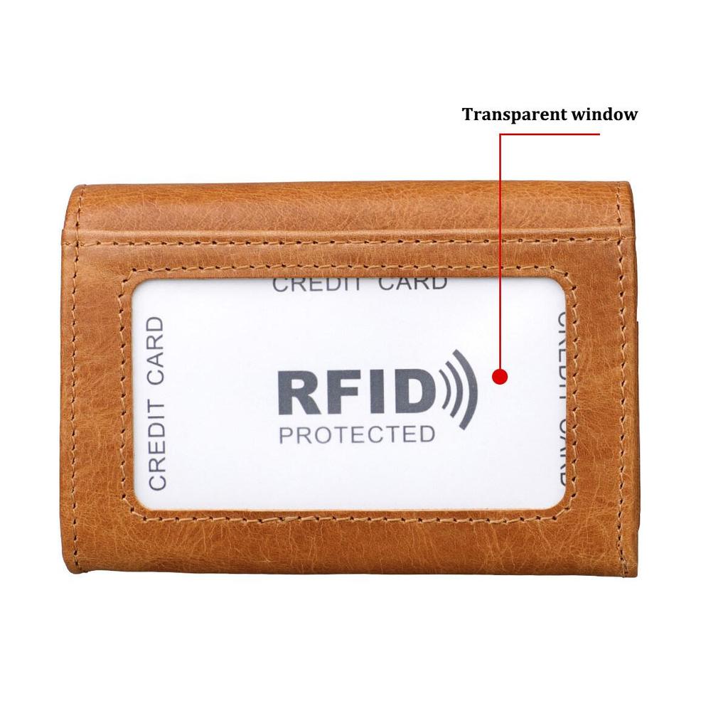High Quality Mens and Womens Leather Zipper Coin Purse ID Card Holder Anti-magnetic RFID Anti-theft Credit Card Pouches Small Wallet