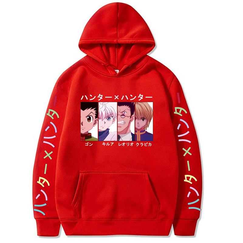 

Аниме Hunter X Hunter толстовки мужские женские Killua Zoldyck Kawaii Manga Hip Hop Harajuku модная толстовка уличная одежда 4XL красный