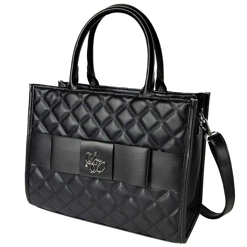 

[Cross Marbury] Mine system bag black large capacity tote bag With zipper Fashionable Shoulder bag cute Synthetic leather ribbon With zipper Mass