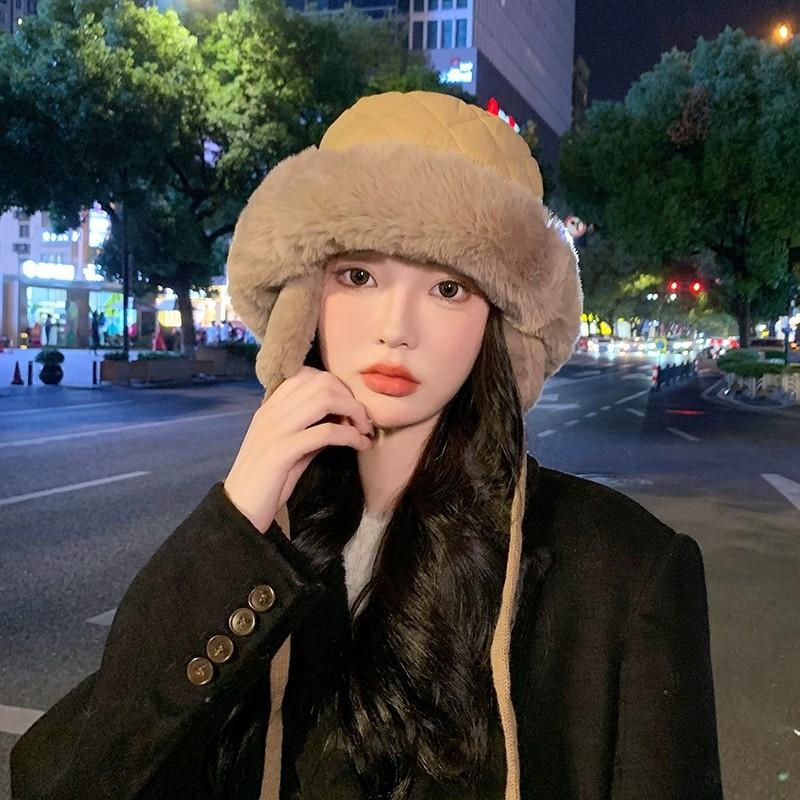 Ear Protection Lei Feng Hat Winter North Outdoor Cold Thickened Windproof Bucket Hat Women's Plush Warm Hat Winter