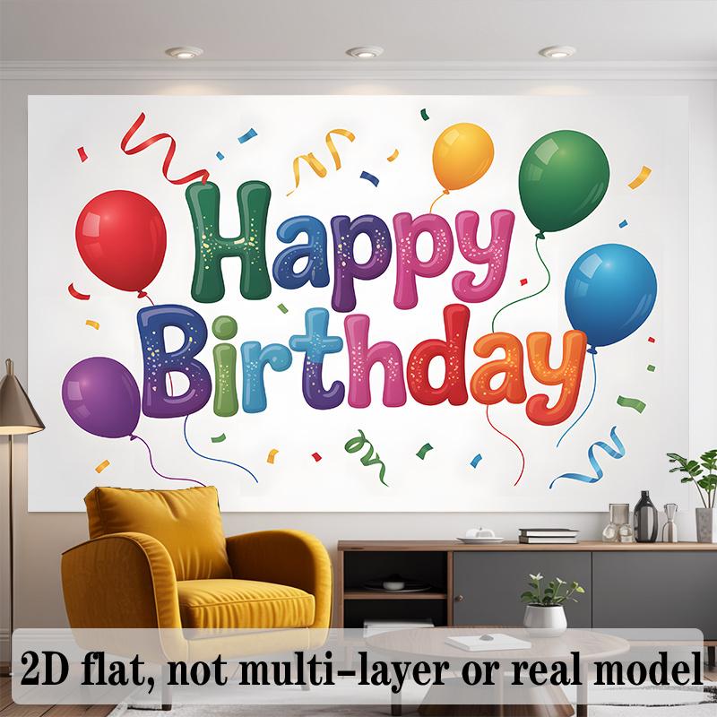 Birthday Theme Party Banner, Colorful Photo Backdrop Wall Decor