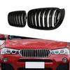 1Pair Glossy Black Front Kidney Grilles 51117338571 51117338572 51137367422 for BMW X3 X4 Series F25 F26 14-16