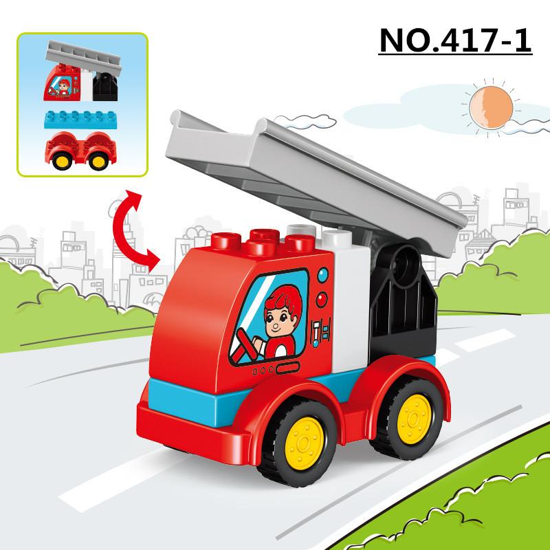 Large Particle Building Blocks Car Creative City Construction Forklift Crane Excavator Vehicle DIY Bricks Toy For Kids Xmas Gift
