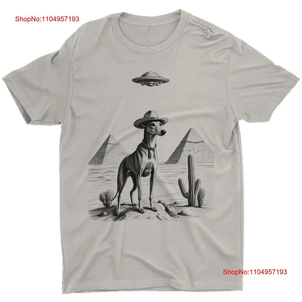 Greyhound T Shirt Vintage UFO Egyptian Pyramid Whippet Dog Funny Animal vintage Washed Stretched Unisex Comfortable graphic