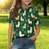 Children's Casual Short Sleeve Polo Shirt with Animal Print Lightweight Comfortable Soft Fabric Suitable for Daily Wear and Outdoor Activities