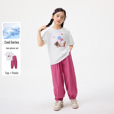 Xiaoyinman Girls' Balloon Dog Print Casual Two-Piece Set