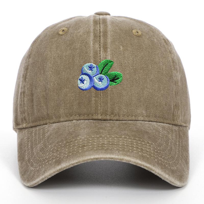 Trendy Unisex Retro Duckbill Cap with Blueberry Embroidery