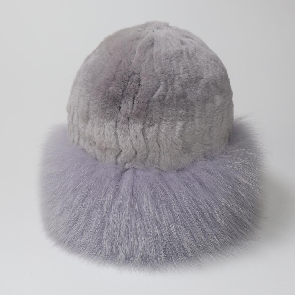Women Winter Hight Quality Hand Knitted Real Rex Rabbit Fur Hat Natural Soft Fox Fur Hats Warm Elasticity Thick Real Fur Caps