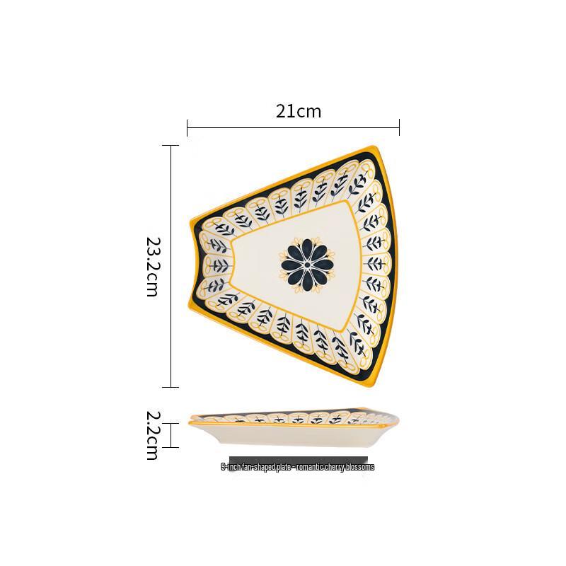 Huazao Baijia ME Nordic Japanese Ceramic Dinnerware 9-inch Fan Plate