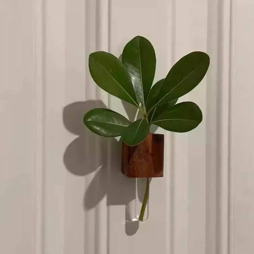 New Solid Wood Magnetic Vase for Refrigerator Decoration Stylish French Design Refrigerator Magnet Fresh Flowers Home Decoration
