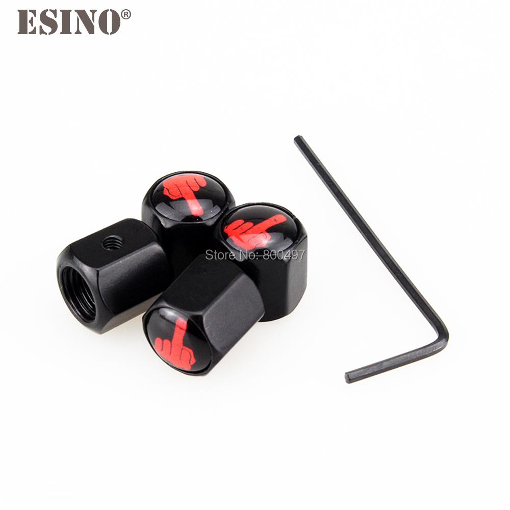 4 x Car Styling w64 Funny Middle Finger Anti-theft Stainless Wheel Tire Valve Stems Caps Car Wheel Tire Stem Air Valve Caps