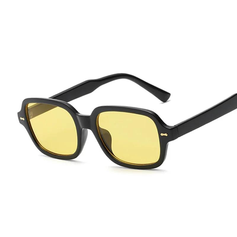 Vintage Square Sunglasses Woman Fashion Small Frame Yellow Black Sun Glasses Male Female Retro Rivet Morror