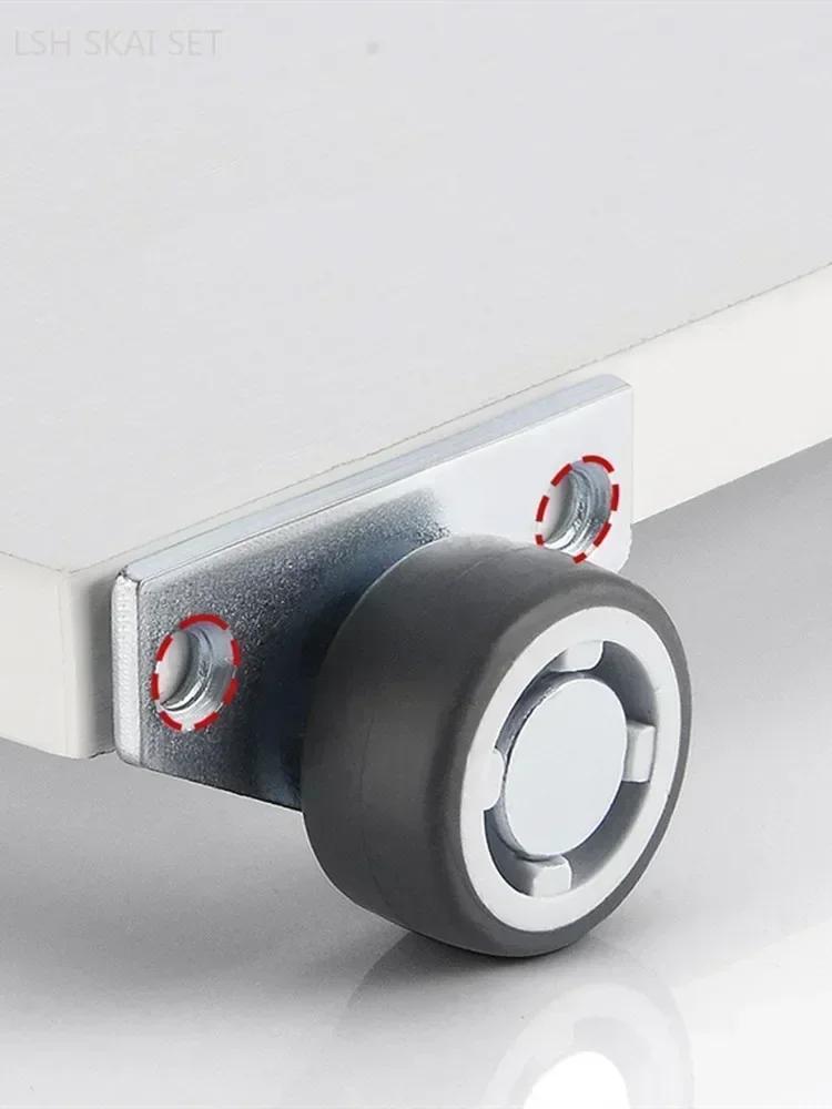 4 buc roți montate lateral pentru mobilier, sertar lateral, scripete din cauciuc, ultra-subțire, role ascunse direcționale, mute, hardware pentru mobilier