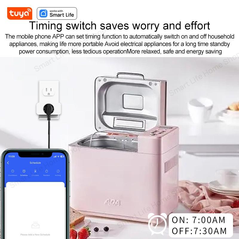 Tuya WiFi Smart Plug Mini Smart Plug US Standard 10A 100-130V Smart Socket WiFi Outlet Socket Works With Alexa Google Home