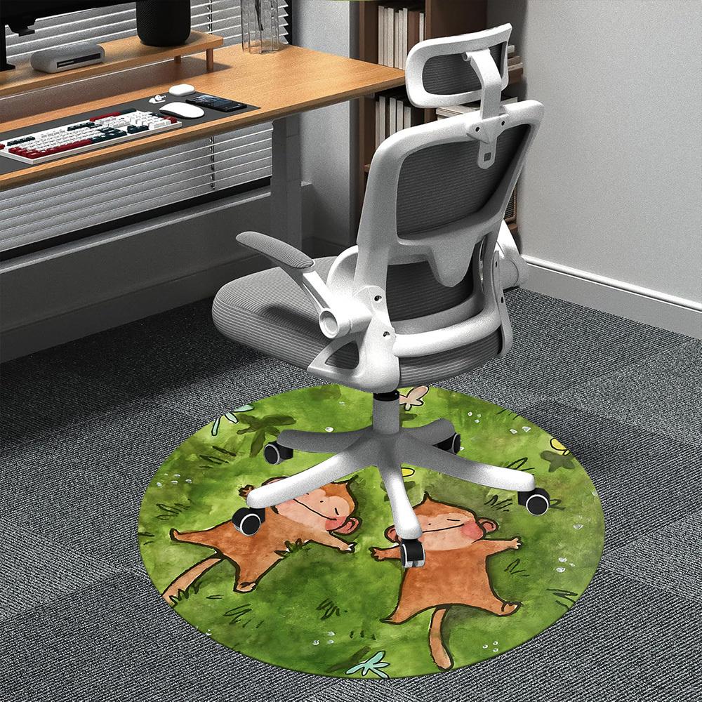 1PC Monkey Grass Office Round Area Rug, Mat Suitable ForOffice, Under Office Chairs Bedroom Living Room Home Decor, Room Deco