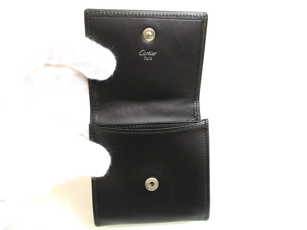 Authentic Cartier Pasha De Cartier Black Leather Silver H/W Coin Purse #a948  Refurbished
