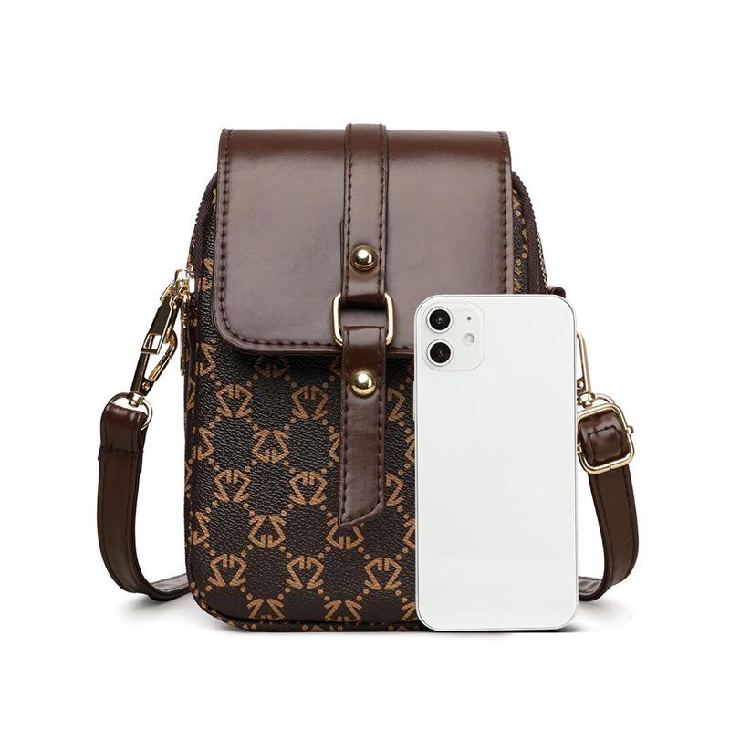 Simple Texture Mobile Phone Bag Women's New Versatile Printing Casual Simple Vertical Fashion Flow Shoulder Messenger Women's Bag