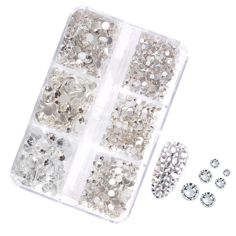 6-Grid Soft Pottery Rhinestone Boxed DIY Cobblestone Suit Nail Nail Jewelry Mixed