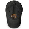 Black Leopard Print Adjustable Sun Hat, Animal Dad Hat Inelastic Casual Solid Color Lightweight Snapback Baseball Hat