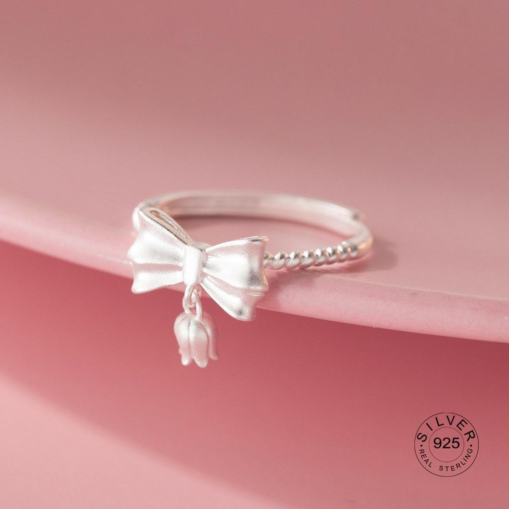 925 Sterling Silver Rings For Women Geometric Fine Jewelry Finger Adjustable Cute Flower Leaf Zirco Ring For Party Birthday Gift