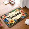 1pc Non-Slip Backed Flannel Mats, Washable, Universal, Floral Welcome Pattern, Suitable For Living Room, Bedroom, Office, Indoor, Bathroom, Balcony, H